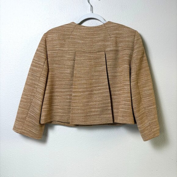 Talbots Blazer Size 12 Gold Metallic Back Pleats Short Jacket Career Party - Picture 3 of 11